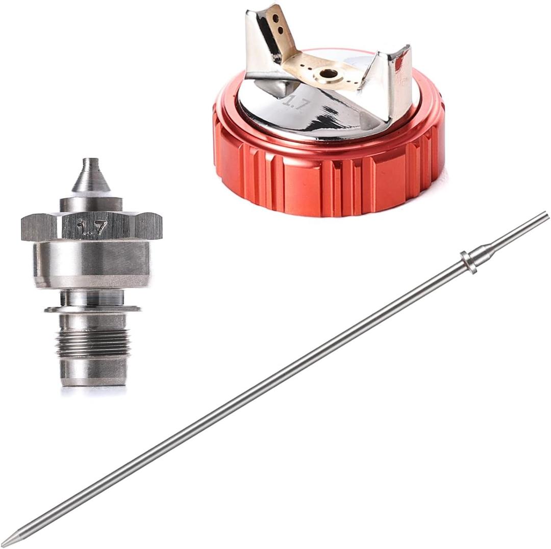 AEROPRO Tools 1.7mm Needle, Nozzle, Air Cap Set for A610 LVLP Spray Gun, Nozzle Set for Gravity Feed Air Spray Gun