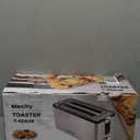 Mecity 4 Slice Toaster, Long Slot Toaster With Countdown Timer, Bagel/Defrost/Reheat/Cancel Functions,Warming Rack, Removable Tray, 6 Browning Settings, Extra Wide Slots, Stainless Steel, 1300W
