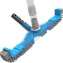 20" 2 in 1 Pool Brush Vacuum Head with Swivel Hose Connection & Sturdy Nylon Bristles for Heavy Duty Inground & Above- Ground Pool Cleaning - Connecting 1-1/4" or 1-1/2" Hose (No Pole)