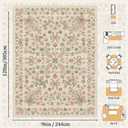 8x10 Pink and Green Vintage Floral Butterfly Bow Living Room Rug | Soft Low-Pile Machine-Washable Rug with Non-Slip Backing for Living Rooms, Bedrooms and Dining Rooms, Made for Everyday Care