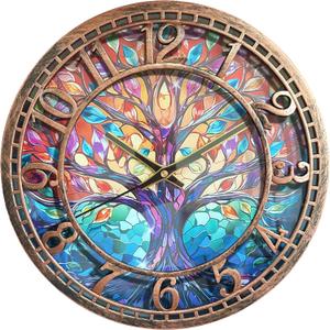 WANGIRO Tree of Life Wall Clock 12inch Silent Movement Non-Ticking Clock Precise Timekeeping Wall Clock Suitable for Living Rooms Bedrooms Offices Ideal for Home Decor Gifts Antique Copper