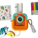 Kids Instant Print Camera with Accessories – Fun, Creative & Ink-Free Printing, Orange 