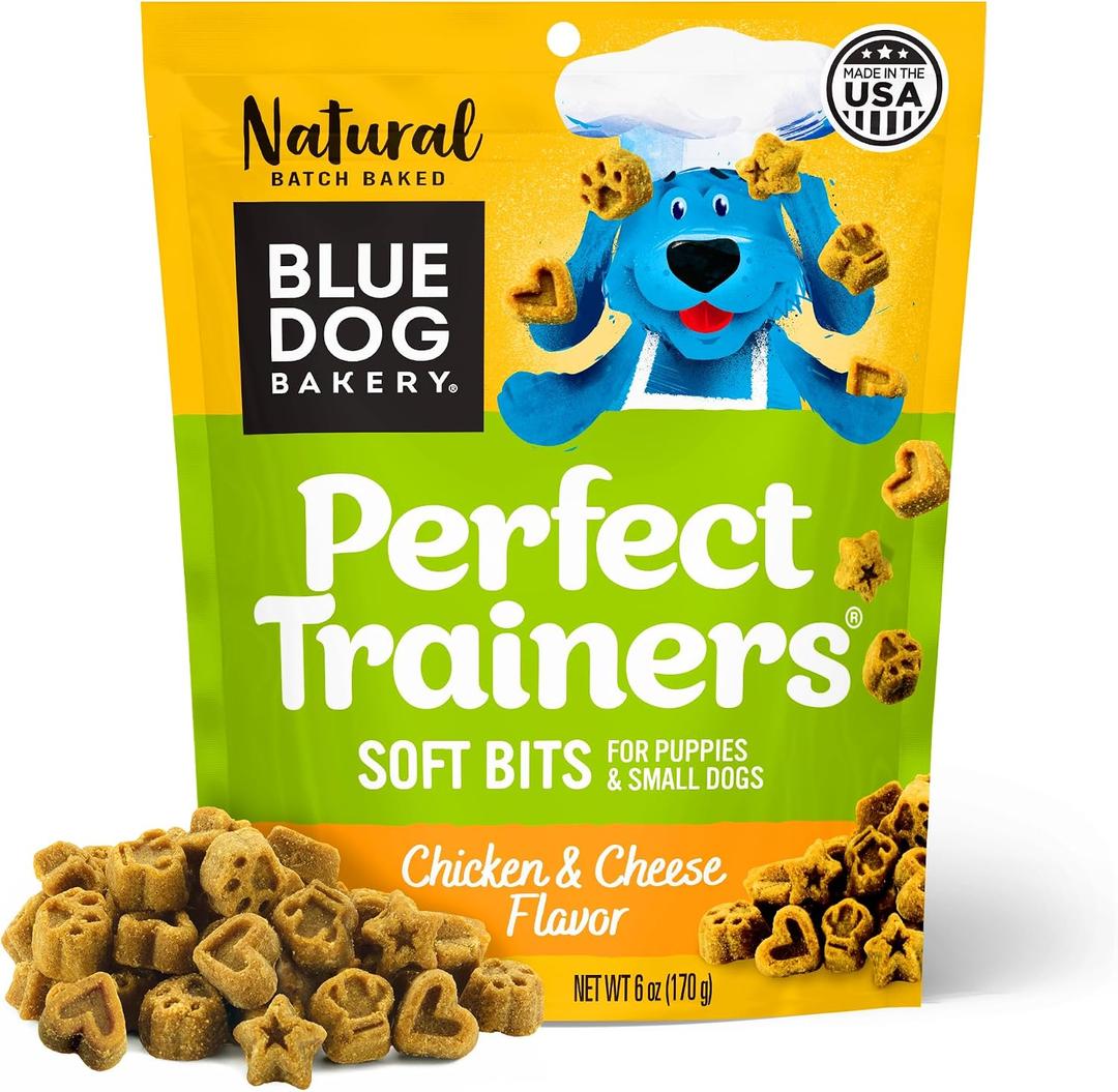 8 x Blue Dog Bakery Natural Dog Treats, Perfect Trainers, Low Calorie Dog Training Treats, Chicken & Cheese Flavor, 6oz, 1 Count (EXP 10/08/27)