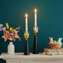 Rely+ Black & Gold Taper Candle Holders Set of 2 Modern Metal Candlestick Holders for Dining Table Centerpiece, Home Dcor, Wedding & Party Decorations