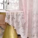 Pink Lace Shower Curtain - Vintage Shower Curtains with Attached Valance, Floral Lace Bath Curtains for Bathroom, Farmhouse Style Shabby Chic Bath Curtain Scalloped Edge, 72 x 72 Inch, 1 Panel