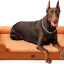 EHEYCIGA Orthopedic XL Dog Beds, Waterproof Memory Foam Dog Bed for Extra Large Dogs, Non-Slip Bottom and Egg-Crate Foam Big Pet Couch Bed with Washable Removable Cover, Pumpkin Orange
