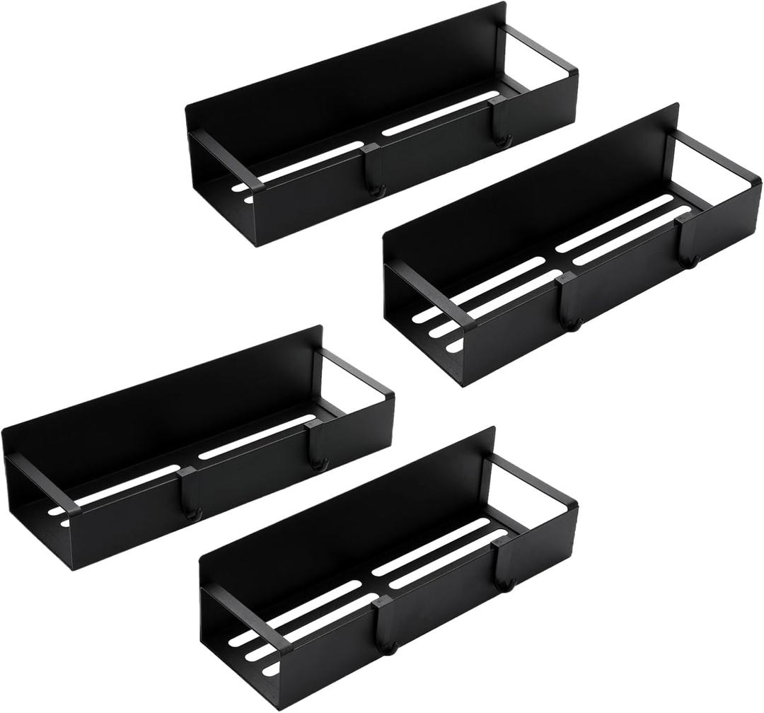 Magnetic Spice Storage Rack Organizer for Refrigerator and Oven, Black Fridge Organizers and Storage (4PCS) (4PCS)