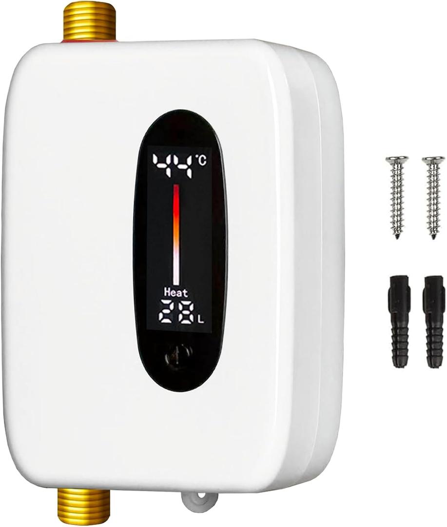Tankless Water Heater Electric 240V, 20AMP 3800W Under Sink Water Heater, Switch Between Fahrenheit or Celsius Temperature Display