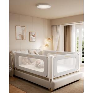 Bed Rail for Toddlers, Thickened & Reinforced Toddler Bed Rails with Double Child Lock, Upgraded Kids Baby Bed Rail Guard, Bed Side Rails for Queen, King Size, Grey, 1 Side, 78.7" Lx28 H