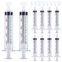 10mL Syringe for Liquid, Food, Oral, Scientific Labs, Measurement, Dispensing, Press-In Adapter, Craft, Big Tip with Cap- 10 Pack 10ml Syringes with tsp & mL Measurement (10ml-TSP, 10)