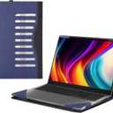 Laptop Case for ASUS Vivobook 16 Flip TP3607 All Inclusive Drop Case 16" PU Leather Inside Pocket Cover (Blue)