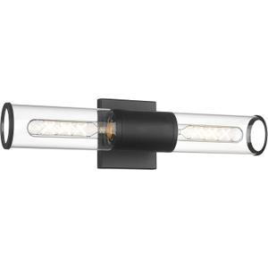 Black Bathroom Light Fixtures, 2-Light Vanity Lights Over Mirror with Clear Glass Shade, Modern Wall Sconces for Bathroom Bedroom Hallway, VL834-MB