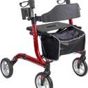 Rollator Walkers for Seniors- Rollator Walker 8" TPU Wheels- with Cup Holder Easy Folding Senior Walker with Backrest- Lightweight Mobility Walking Aid for Adult Elderly, Aluminum Frame, Red (TPU off-road tires)
