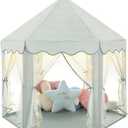Monobeach Princess Tent Girls Celadon Large Playhouse Kids Castle Play Tent with Star Lights Gift Toy for Children Indoor and Outdoor Games, 55'' x 53'' (DxH)