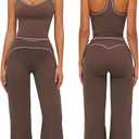 ABOCIW Two Piece Workout Sets for Women Racerback Tank Top Matching High Waist Wide Leg Yoga Pants Pilates Outfits, Small