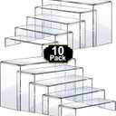 Aheroi Large Acrylic Risers, 10 Pcs 2 Set(7”L~8”L~9”L) Riser Display Shelf, Clear Rectangular Display Stands Set, Transparent Shelves for Decor, Showcase Holder for Cupcake