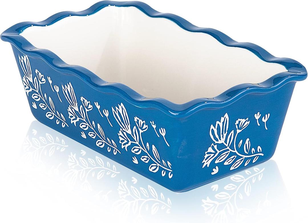Loaf Pan Bread Pan Ceramic loaf pans for baking Porcelain Baking Pans Nonstick Bread Pans for Baking (Blue)