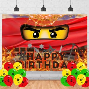 Ninja Birthday Party Decorations Ninja Warrior Banner Anime Theme Party Decorations for Boys Indoor Outdoor Birthday Party Supplies Backdrop 5 * 3FT)