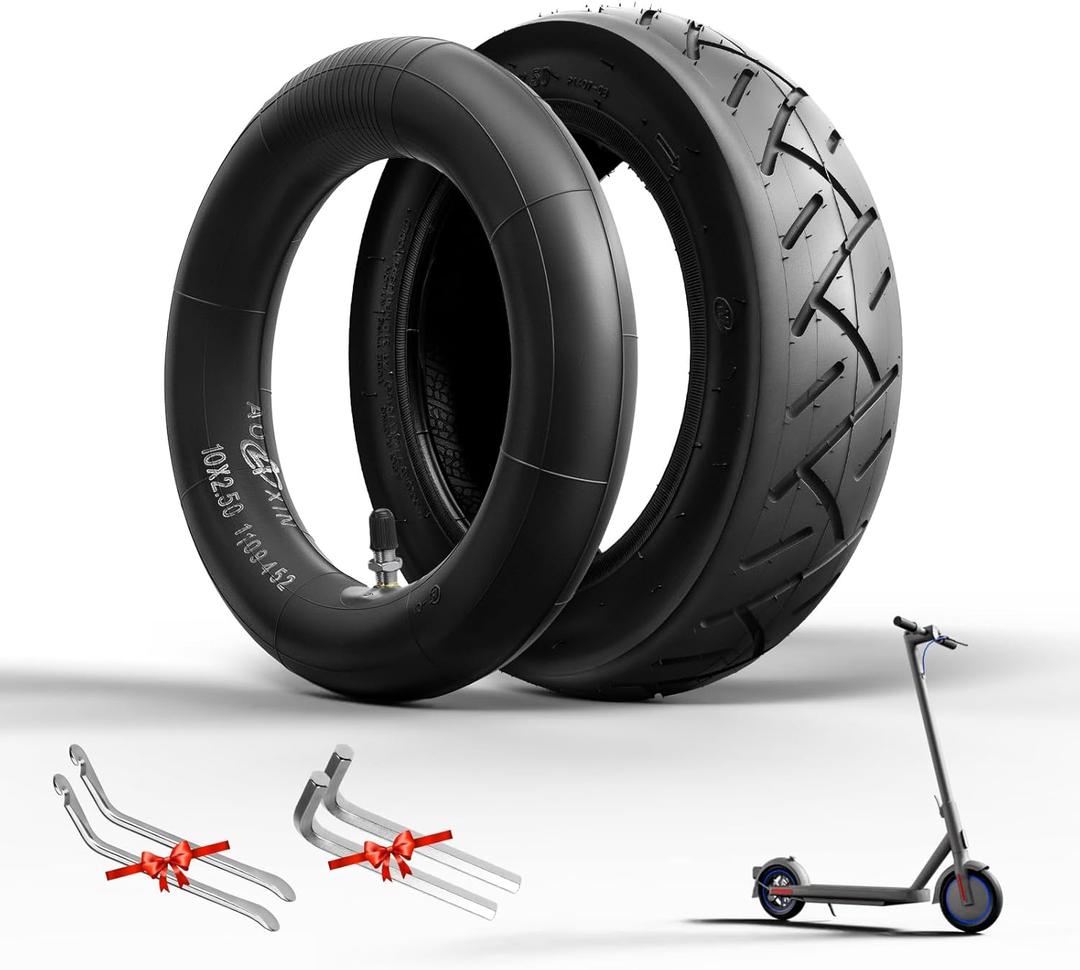 E-Scooter Tire 10x2.5, 60/70-6.5 for Ninebot G30 Max /G30D/G30LP,E-Scooter Spare Tube+Tire Set for Front/Rear(1 Inner+1 Outer)