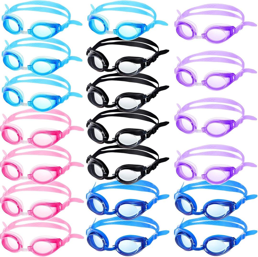 Gejoy 20 Pairs Kids Swimming Goggles No Leaking Swim Goggles Wide View Swim Glasses for Youth Children and Teens from 6 to 14 Years Old, Waterproof and Clear Vision, Random Color