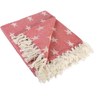 DII 4TH of July Patriotic Throw Blanket with Decorative Tassles, Use for Chair, Couch, Bed, Picnic, Camping, Beach, & Just Staying Cozy at Home (50 x 60), Star Tango Red