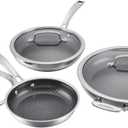 Cuisinart FusionPlus Hybrid Stainless Steel Cookware Set, 6-Piece Skillet Cooking Set with PFAS-Free PURELYSEAR Ceramic Technology, Scratch Proof, Cool Grip Handles, Dishwasher Safe, Assorted