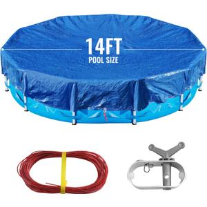 18Ft Pool Covers for(14Ft)Above Ground Pools, Winter Pool Cover,Heavy Duty Above Ground Pool Cover Includes Winch and Cable,UV Protection, Strength&Durability,Blue/Black (Cover Only)