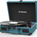 Vinyl Record Player 3-Speed Bluetooth Portable Suitcase Belt-Driven Record Player with 2 Built-in Stereo Speakers Vinyl Vintage Turntable Phonograph Records Player with RCA Line Out, AUX Out