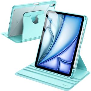 JETech Rotating Case ONLY for iPad Air 11-Inch M4/M3/M2 (2026/2025/2024), iPad Air 5/4 (2022/2020 5th/4th Generation 10.9-Inch), 360 Degree Rotation Protective Stand Cover Clear Back (Mint Blue)