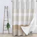 No Hook Shower Curtain and Liner Set,Beige Boho Striped Shower Curtain for Bathroom Cotton 75" L x 72" W