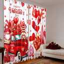 2 Pcs Valentines Day Curtains for Living Room Red Heart Truck Gnome Curtains 52 x 84 Inches Happy Valentines Day Window Drapes Romantic Love Bedroom Window Party Decor