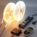 24V CCT COB LED Strip Lights Kit 65.6ft (2 Rolls of 32.8ft), 2700K-6500K Dimmable White Cuttable LED Tape Light CRI 93 with Remote Controller and Power Supply for Bedroom Indoor Decoration