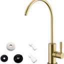 WEWE Drinking Water Faucet for Kitchen Sink, Gold Kitchen Water Filter Faucet Stainless Steel for Reverse Osmosis or Water Filtration System Beverage Non-Air Gap RO Faucet Gold Finish