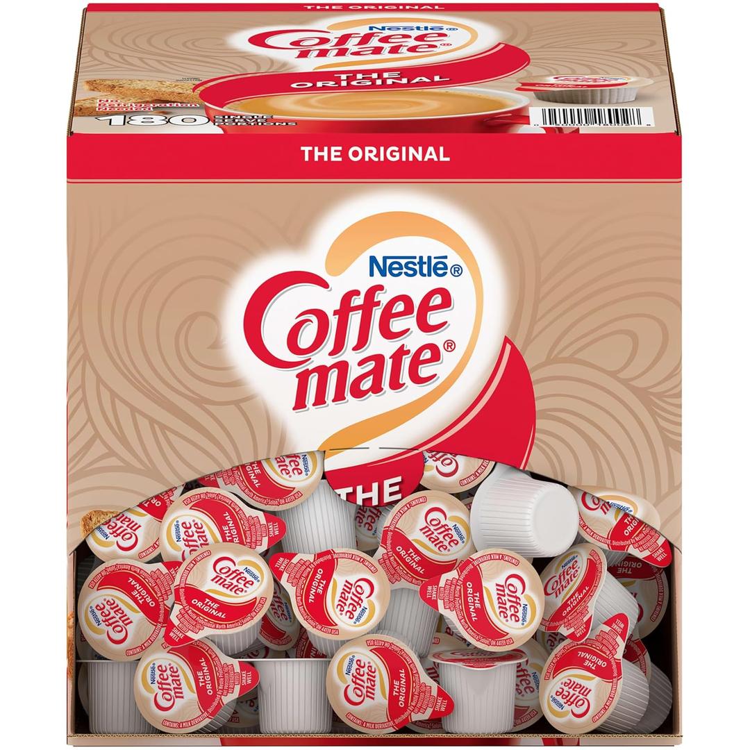 Nestle Coffee Mate Coffee Creamer, Original, Liquid Creamer Singles, Non Dairy, No Refrigeration, Box of 180 Singles (BBD NOV 2026)