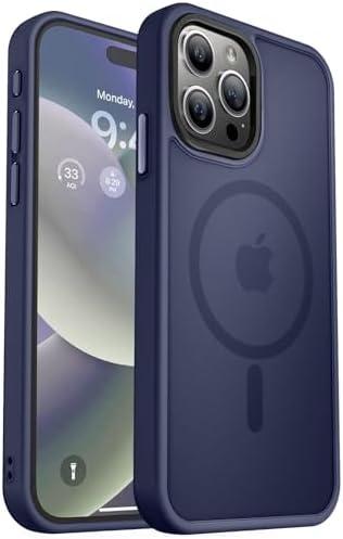 MOCCA Strong Magnetic for iPhone 15 Pro Max Case, [Compatible with Magsafe][13FT Military Drop Protection] Slim Translucent Matte Shockproof Case for iPhone 15 ProMax Case 6.7'', Deep Blue Pack of 2