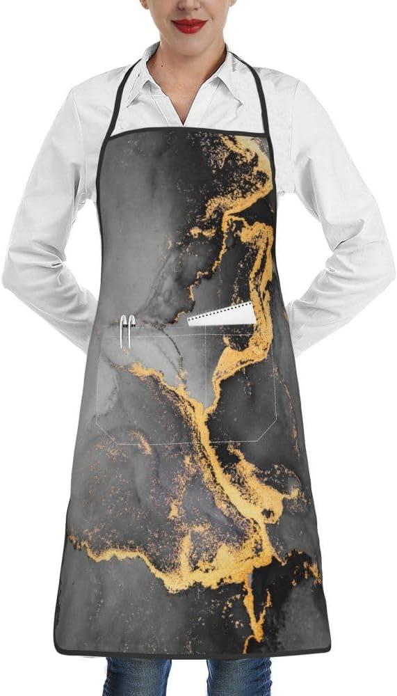 Kitchen Chef Apron With Pockets For Cooking Grilling Bbq Painting Women Men Apron (Black Gray)
