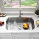 31 Inch Undermount Kitchen Sink Stainless Steel-Bokaiya 31x18 Stainless Steel Kitchen Sink Single Bowl 16 Gauge Large Corner Under Mount Sinks with Dish Grid