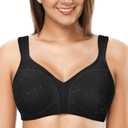 ZeroBound Women's Minimizer Bras Comfort Cushion Strap Wirefree Full Coverage Large Bust Non-Padded Bra (36H, Black-leopard)