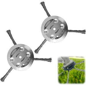 2Pcs Steel Wire Grass Trimmer Head, 2025 New String Trimmer Replacement Head, Universal Brush Cutter Steel Head for Lawn Mower Edging, 6 Inch Steel Wire Weed Brush Cutter Trimmer Head (3 Blades)