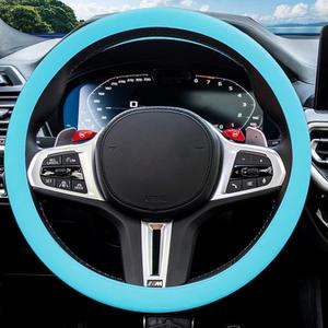 JDDRY Steering Wheel Cover - Silicone Protector - Universal Fit - Light Blue (1PC)