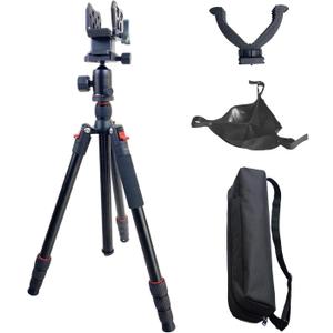 Adjustable Hunting Shooting Stick Tripod  Rifle & Pistol Shooting Rest Stand for Gun,Rifles and Crossbows, Tripods with V Yoke & Shooting Saddle Clamp for Hunting Sticks
