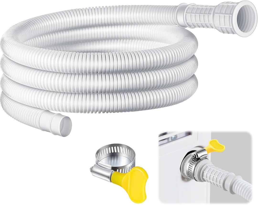 Saillong Patent Pending Dehumidifier Drain Hose, 3/4 Inch FHT, with Cuttable Rubber Adapter and Connect Clamp, Flexible Universal Drain Hose for Most Dehumidifier and Air Conditioner Brands(6.5 Feet)