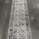 Rugcomf Runner Rug 2'6''x8' Hallway Washable Boho Soft Area Rug Non-Slip Faux Wool Vintage for Kitchen, Entryway, Laundry, Bedroom, Indoor (Grey and White)