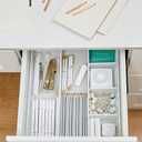 Annova Desk Top Organizer Tray for Office Organization - Metal Mesh - Storage Tray with Dividers for Pens, Desktop Accessories, Bathroom, Kitchen, Makeup and Office Supplies (Large, White)