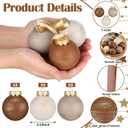 Yunlly 24 Pcs Textured Christmas Ball Ornaments 2.36'' Neutral Christmas Tree Decor Modern Vintage Brown Hanging Decor Shatterproof Home Ornaments for Rustic Large Farmhouse (Classic Color)