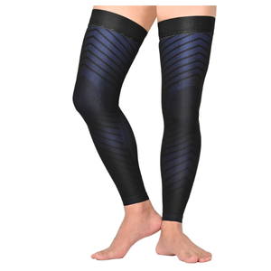 MGANG Full Leg Compression Sleeves for Men & Women, Thigh High 20-30mmHg Graduated Compression Stockings for Thigh Calf Knee Support, Pain, Swelling, Varicose Veins, Running, Sports, 1 Pair, Blue L (Large)