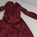 Women's Elegant Empire Waist Long Sleeve Satin Maxi Dress (Small, Burgundy)