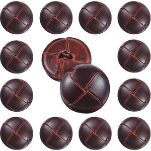 12 Pcs Brown 18 mm Genuine Leather Cover Buttons Football Buttons with Shank Sew for Clothes Dress Coats Jackets Sweaters Blazers Jeans Handicrafts Fall Sewing Accessories