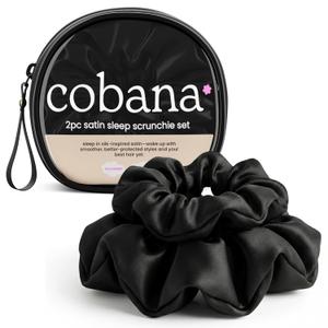 Cobana Satin Sleep Scrunchie Gift Set No-Damage Silk Hair Ties for Crease-Free Styling Soft, Gentle Hair Accessories in Travel Pouch Ideal for Women, Teens, Self-Care & Holiday Gifting