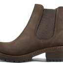 mysoft Women's Chelsea Ankle Boots Side Zipper Chunky Block Low Heel Booties Lug Sole Short Boots (Brown)